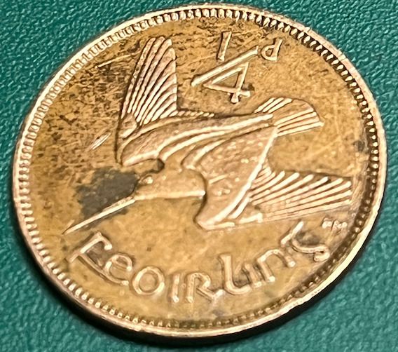 1928 Irish Free State Shilling & Farthing High-Grade EF/AU Rare Detail
