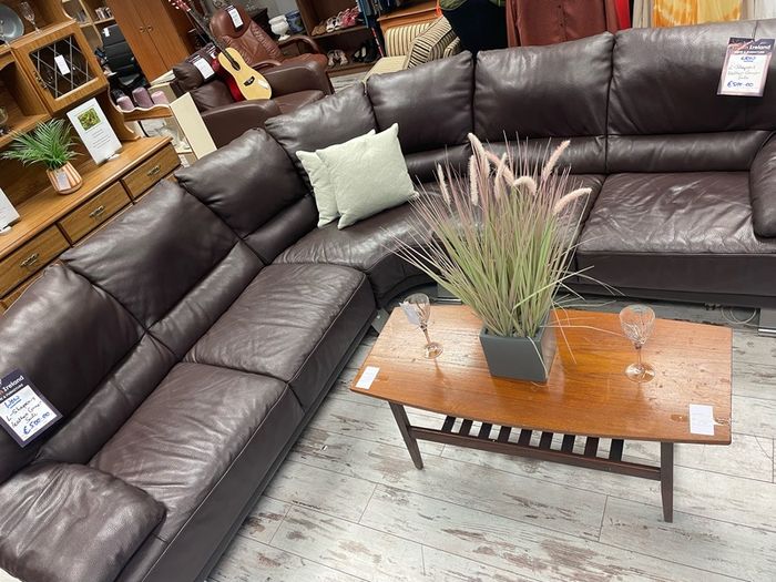 Dark Brown leather Corner Sofa