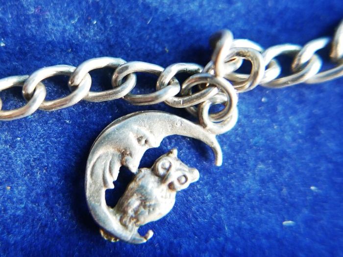 Vintage Sterling Silver 925 Charm Bracelet length 8" - 9,3g