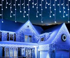 Icicle Lights Outdoor Christmas 2000 LED 60M Cool White Decorations String Fairy Lights with Timer for Xmas Garden & Party | Mains Powered Clear Cable