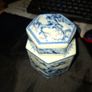 Vintage Antique Chinese Blue White Porcelain Tea Sugar Jar with Lid, Postage Available or collection Image 2