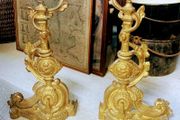 Pair of vintage brass fire dogs