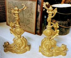 Pair of vintage brass fire dogs