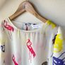 Anonyme Designers White Flamingo Print Blouse 3/4 Sleeves Image 3