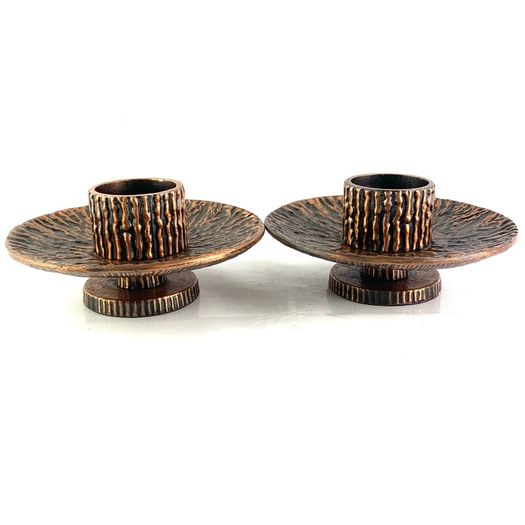 Mid Century Brutalist Bronze Candlesticks