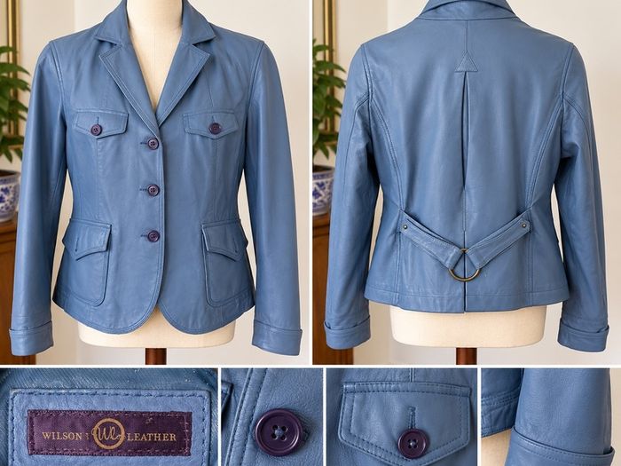 Wilsons Leather Powder Blue Tailored Blazer