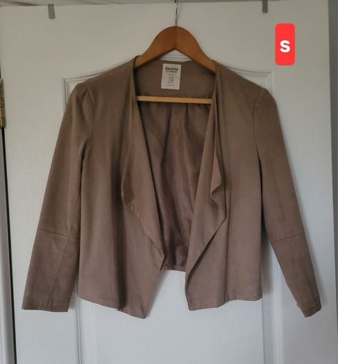 Bershka beige blazer suede