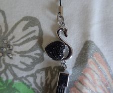 Phone key bag charm white swan