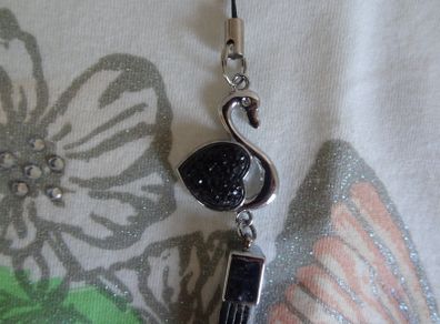 Phone key bag charm white swan