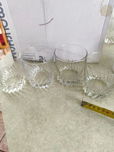 Multi-Purpose Crystal Beverage Tumbler Drinking Glass Set of 4 each 2 matching not stamped..