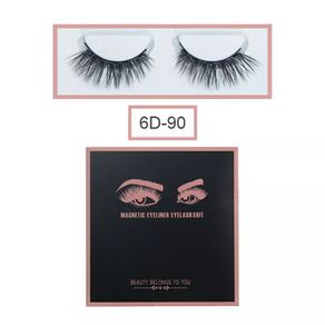 Magnetic Eyelashes with Magnetic Eyeliner and Tweezer - 3 Pair Set - Long Lashes - Size 6D-90