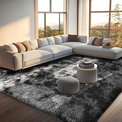 Rugs Living Room  160x230cm Dark Grey Large Rug for Living Room - Ultra Soft Fluffy Shaggy Rugs for Bedroom, Indoor Nursery Carpets for Kids Room Home Decor, Non Shedding, Anti-Slip Backing