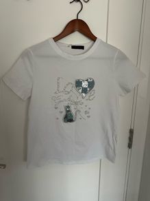 [clothes for adults] BNwT white T-shirt with pearls & sequins, size L/XL