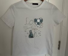 [clothes for adults] BNwT white T-shirt with pearls & sequins, size L/XL