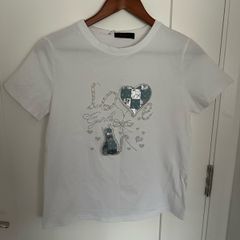 [clothes for adults] BNwT white T-shirt with pearls & sequins, size L/XL
