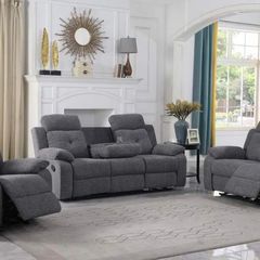 3+1+1 grey fabric sofa