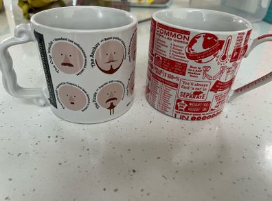 Novelty mugs and shot glass