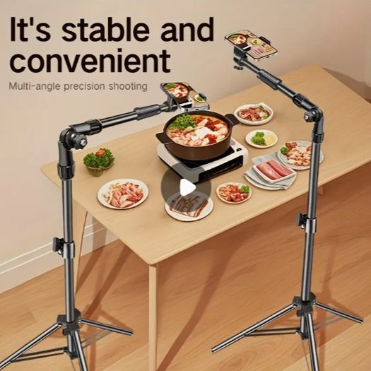 Tripod Stand Adjustable 70-Inch Carbon Steel with Telescopic Arm & Phone Holder - 20722