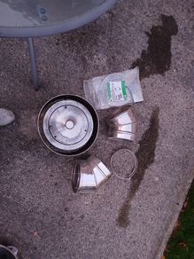 stove flue parts,2 45 degree  bends,, 1 cowl, finishing plate