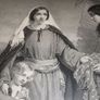 Beautiful antique engraving 1855 The Alms deeds of Dorcas Image 4