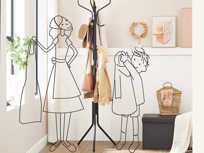 Metal Coat Rack, Clothes Stand, Hat Handbag Hanger, 182 cm Tall Hall Tree (FREE POSTAGE)
