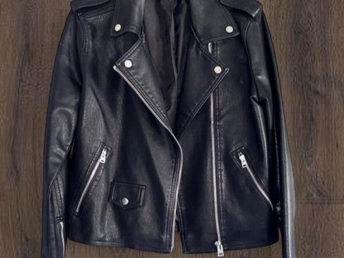 Topshop Black Faux Leather Biker Jacket UK 12