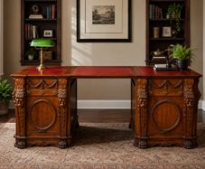 Monumental Renaissance Revival Executive Desk with Dual Tops