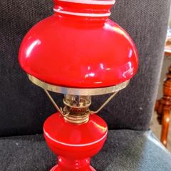 Rare red glass oil lamp