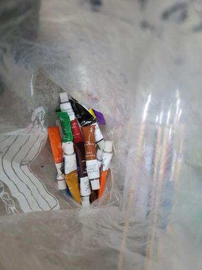 Childrens Paint, pots and brushes