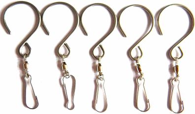 5 Hanging Stainless Steel Swivel Hooks Clips For Garden Wind Spinner Sun Catcher