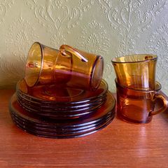 Duralex cups, saucers and side plates