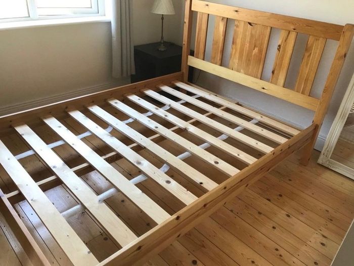 As New - Very Solid 4Ft 6 Double Wooden Bed Frame - Can Deliver