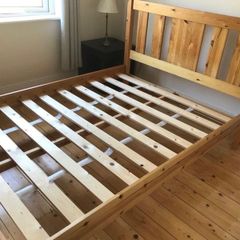 As New - Very Solid 4Ft 6 Double Wooden Bed Frame - Can Deliver