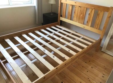 As New - Very Solid 4Ft 6 Double Wooden Bed Frame - Can Deliver