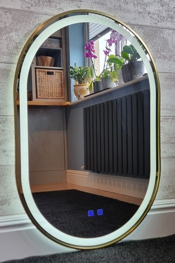 LED Bathroom Mirror 60x90cm Gold Frame Antifog