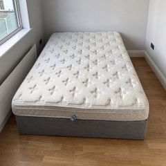 King Size Grey Divan Bed Base and Mattress