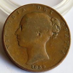 1839 Victoria Farthing Copper