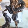 Vintage ALEXANDER DANEL Sculpture Art Deco Feline Mystique Austin Cheetah Woman Image 2