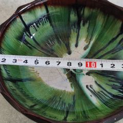 Rossa Ireland .BRIGHTLY GLAZED IRISH Studio Pottery bowl Dish Signed Rossa Cashel