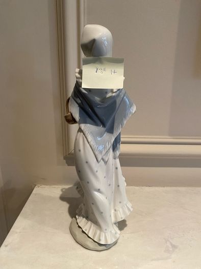 Nao by Lladro Spanish Porcelain Figurine, Girl with a Basket of Roses, 13 inches high