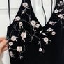 Stunning Black Velvet Maxi Dress - Pink Floral Embroidery UK8/10 Image 2