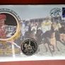 Horse racing coin & stamp cover Gibraltar 1997 crown & Isle of Man stamp Image 2