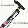 Folding Walking Stick, Black Floral Image 2
