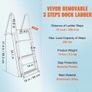 Ladder, Removable 3 Steps, 350 lbs Load Capacity, Aluminum Alloy Pontoon Boat Ladder with 4'' Wide Step & Anti-Slip Design Pedal Image 2