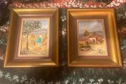 oil paintings framed set of two free postage