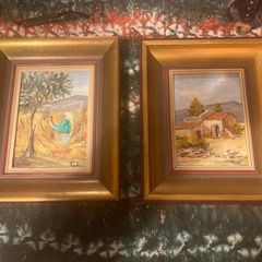oil paintings framed set of two free postage