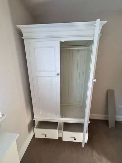 Solid pine white wardrobe