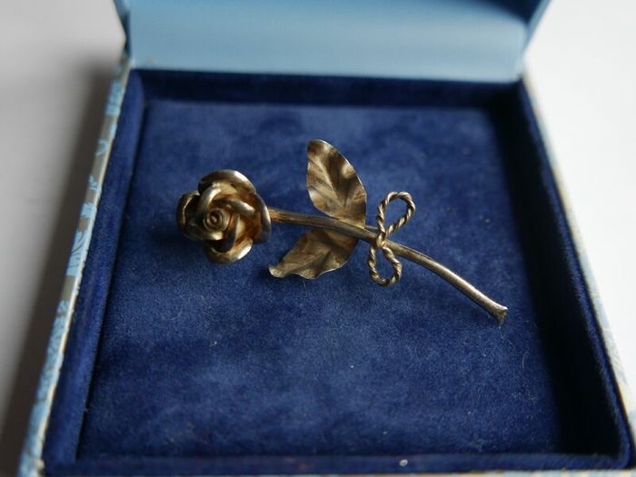 Vintage Sterling Silver Rose Brooch Sterling Flower Brooch Signed 925 - 3,4g