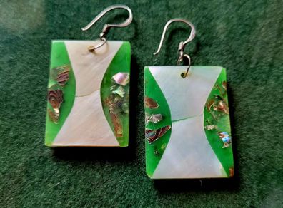 Vintage mother of pearl & silver earrings