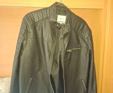 Jack Jones Mens Black Leather Jacket